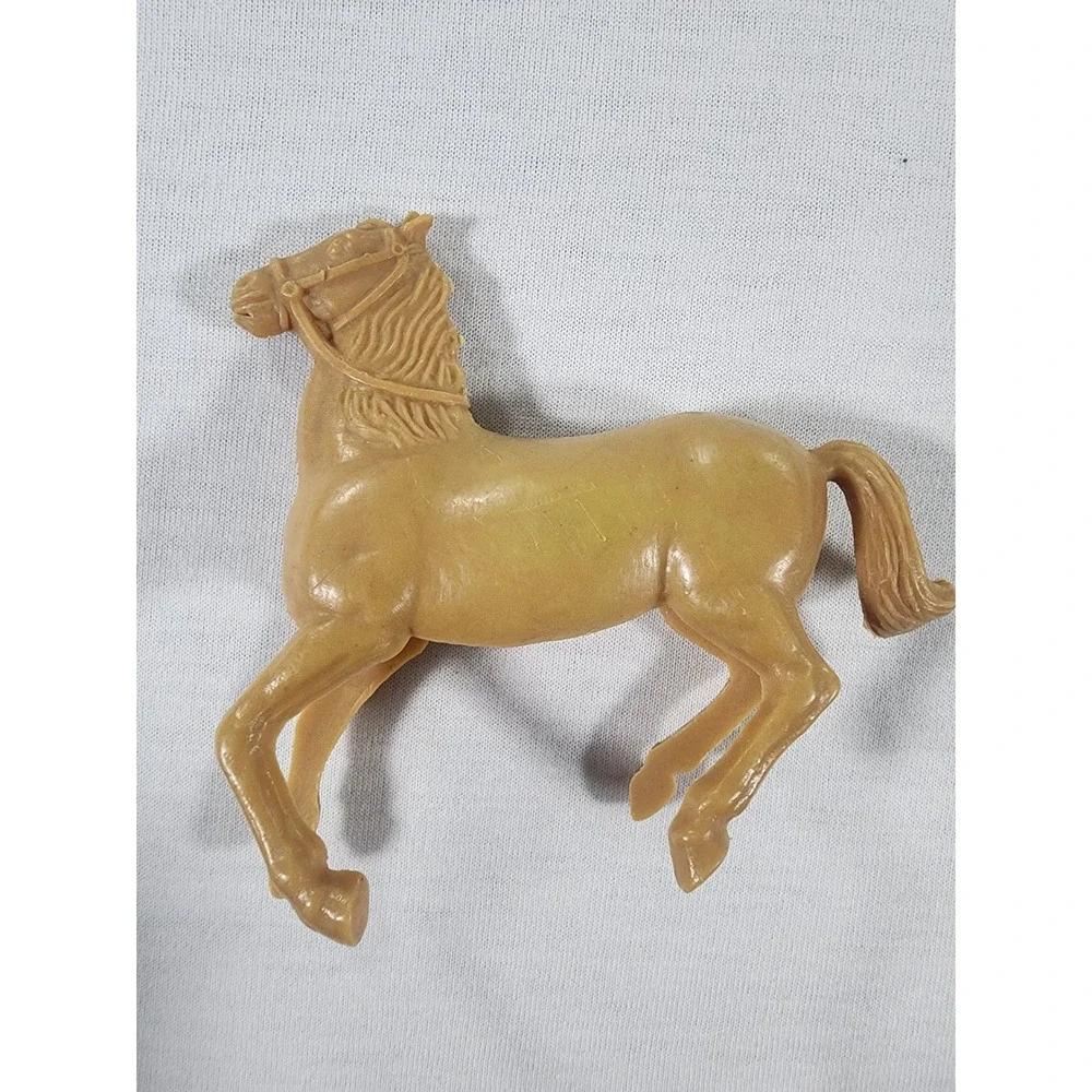 Vintage Tim-Mee Horse Figurine Set Processed Plastic 3pc Black Brown Tan